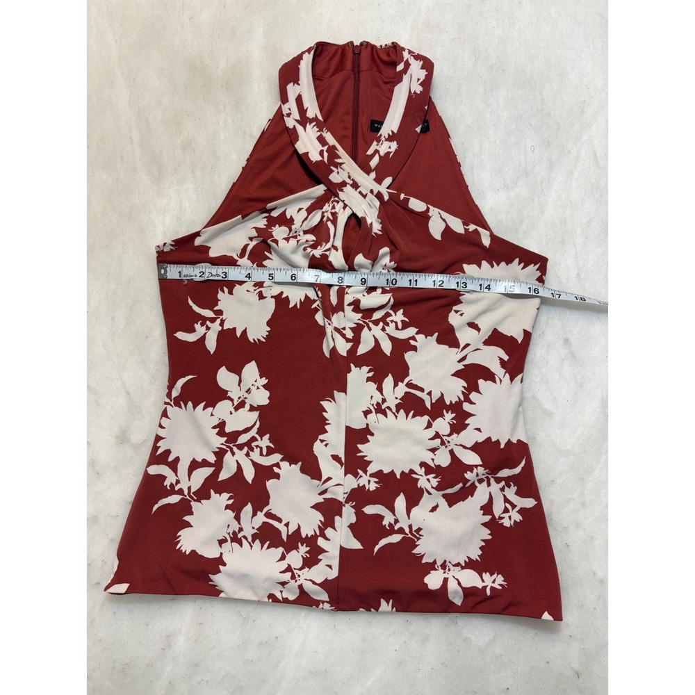 White House Black Market Halter Neck Twisted Floral Print Top Women's Size S - Picture 3 of 8
